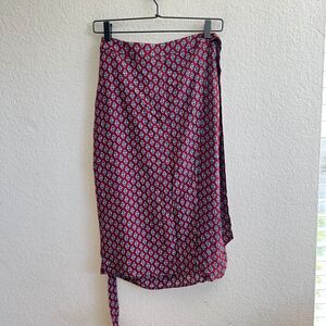 HIGH STREET Burgundy Paisley Wrap Style Midi Skirt Womens Small
